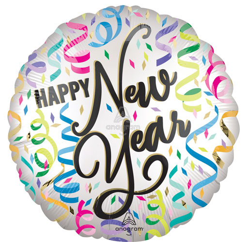 Happy New Year Satin Confetti Foil Balloons
