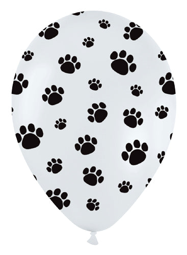 11 inch Paw Prints White Balloons