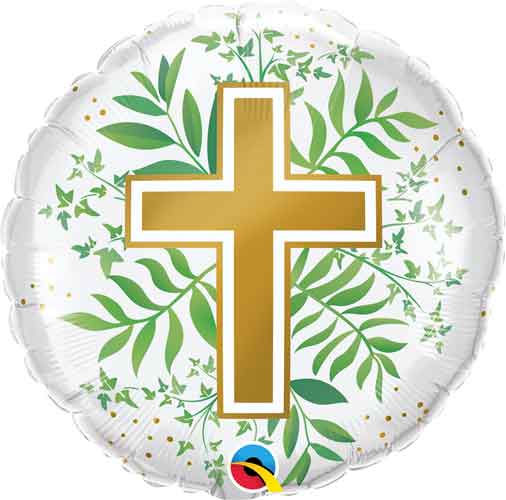 Cross Golden & Greenery Foil Balloons