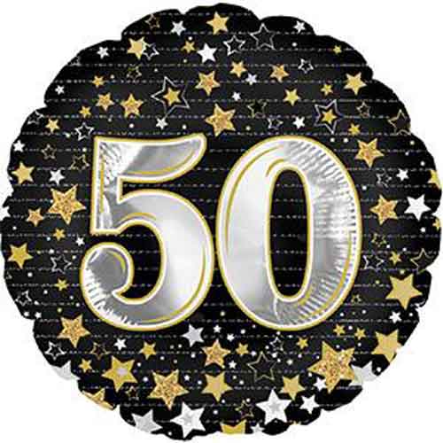 Birthday Gold Stars 50 Foil Balloons
