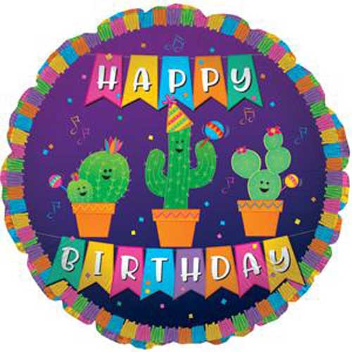 Birthday Banner Cactus Foil Balloons