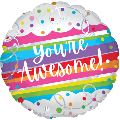 You're Awesome Stripes and Dots Foil Balloons