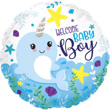 Baby Boy Narwhal Foil Balloons
