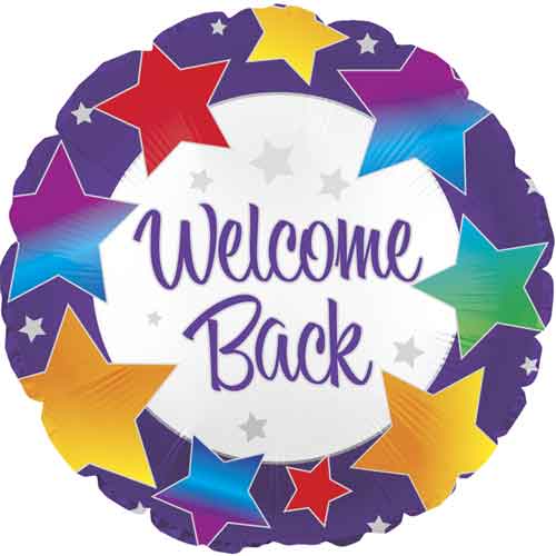 Welcome Back Rainbow Stars Foil Balloons