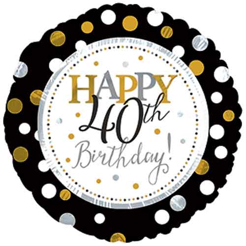 40th Birthday Dots & Lines Foil Balloons