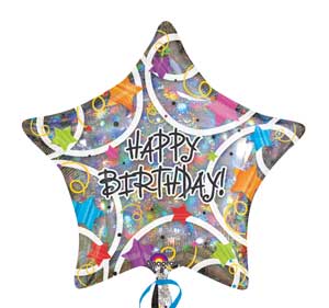 Prismatic Stars Birthday Foil Balloons
