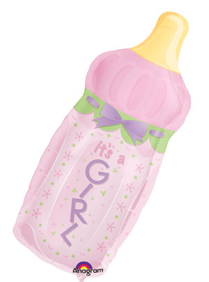 It's A Girl Baby Bottle Shape Foil Balloons