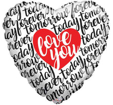 I Love You Script Black & White Jumbo Foil Balloons