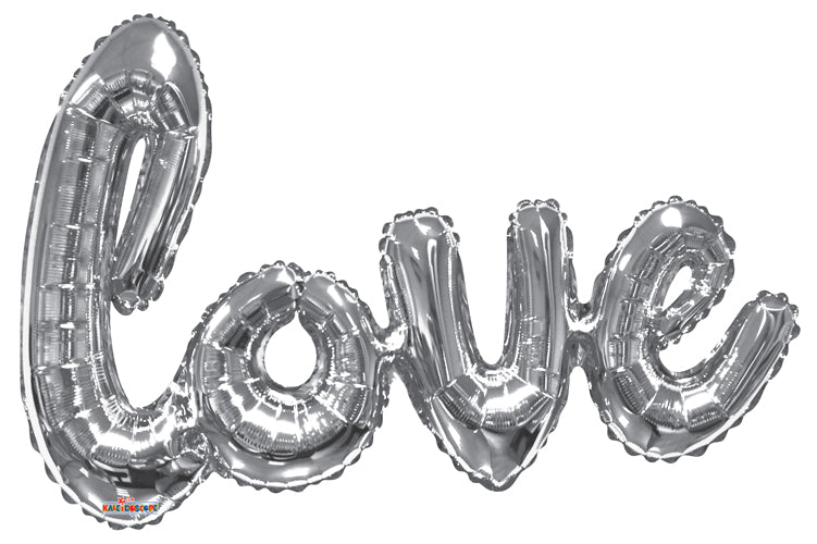 Love Silver Script Balloon