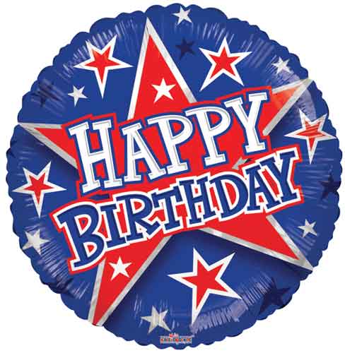 Birthday Red & Blue Stars Foil Balloons