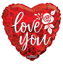 I Love You Rose Pattern Foil Balloons