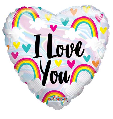 I Love You Rainbow & Hearts Foil Balloons