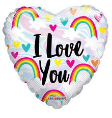 I Love You Rainbow & Hearts Foil Balloons