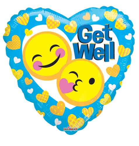 Get Well Hearts Emoji Foil Balloons