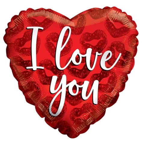 I Love You Red Kisses Foil Balloons