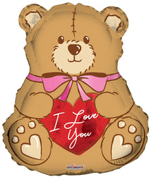 I Love You Bear With Bow Foil Balloons