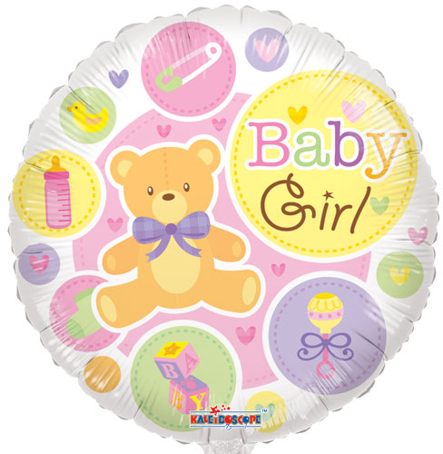 Baby Girl Bear Non-Foil Balloons