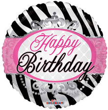 Birthday Zebra Print Foil Balloons