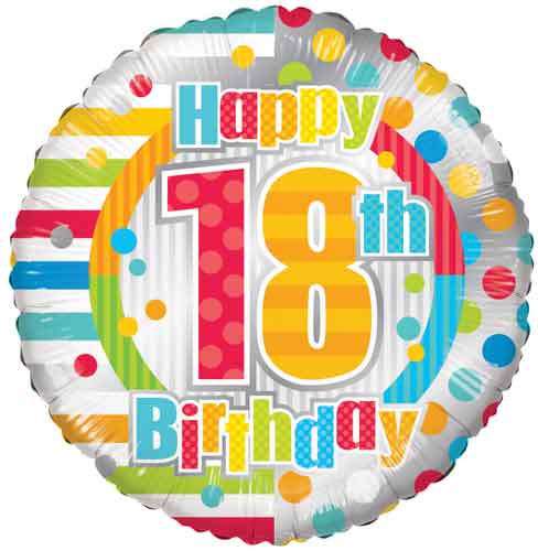 18th Birthday Dots & Lines Foil Balloons
