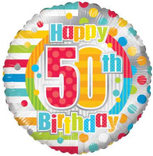 50th Birthday Dots & Lines Foil Balloons