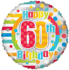 60th Birthday Dots & Lines Foil Balloons