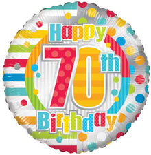 70th Birthday Dots & Lines Foil Balloons
