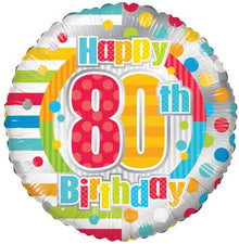 80th Birthday Dots & Lines Foil Balloons
