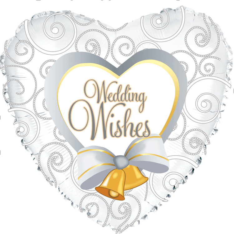 Wedding Wishes Bells Foil Balloons