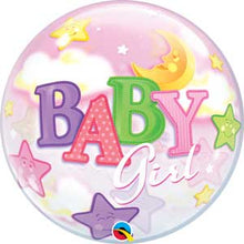 Bubble Baby Girl Moon/Stars Balloon