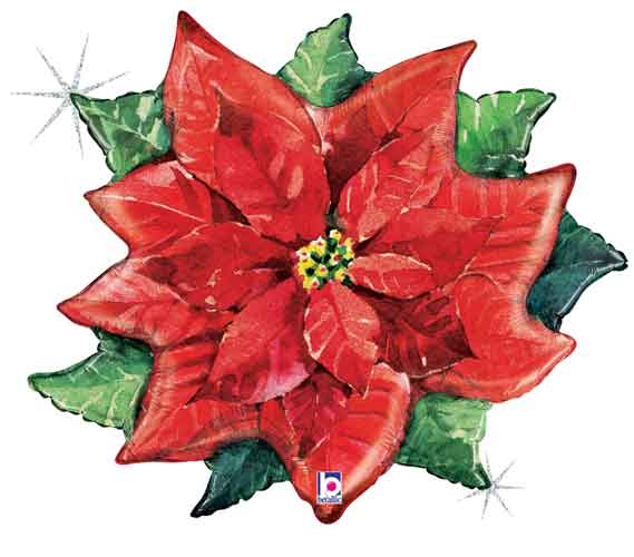 Watercolor Poinsettia Foil Balloon