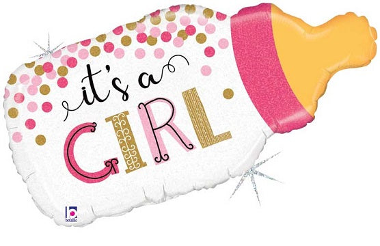 Confetti Baby Bottle Girl Shape Foil Balloons