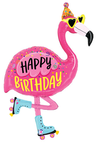 Skating Flamingo Birthday Shape