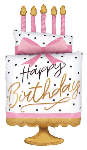 Pink Bow Birthday Cake Shape
