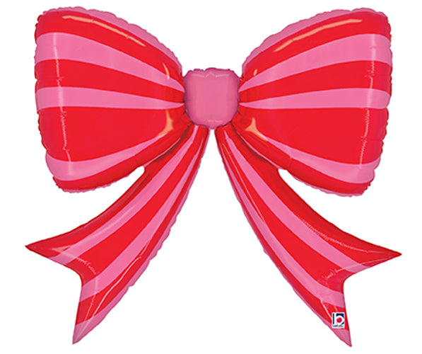 Striped Red and Pink Bow Shape