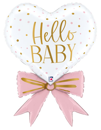 Pink Baby Bow Heart Foil Shape