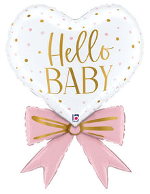Pink Baby Bow Heart Foil Shape