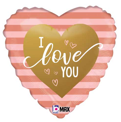 I Love You Rose Gold Stripes Foil Balloons