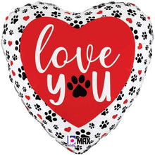 Love You Paw Prints Foil Balloons
