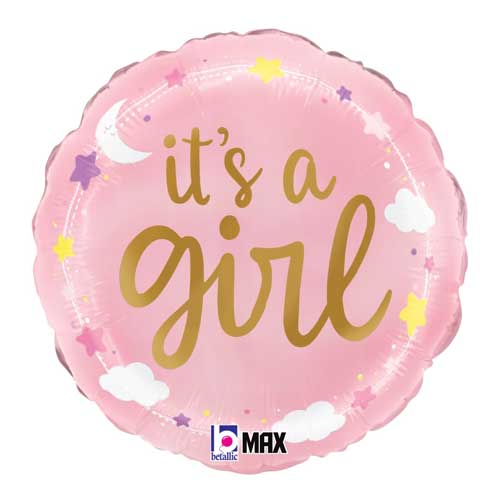 It's A Girl Stars & Clouds Foil Balloons