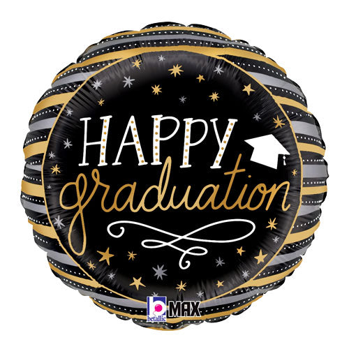 Satin Metallic Graduation Stripes Foil Balloons