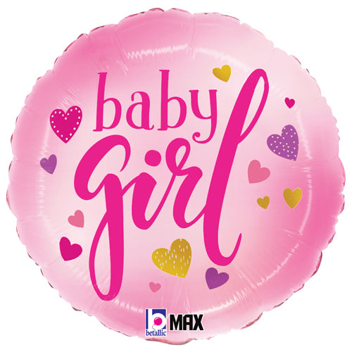Baby Girl Pink Hearts Foil Balloons