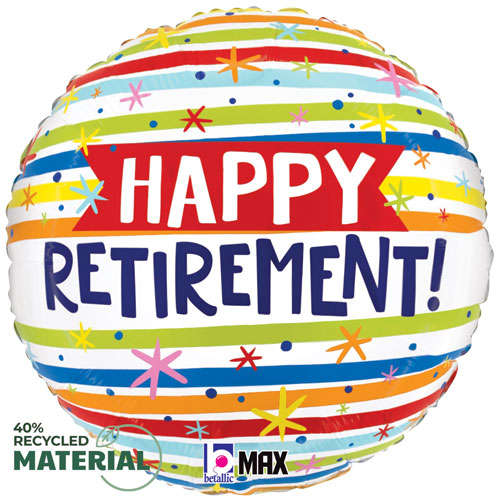 Hello Retirement Stripes Foil Balloons
