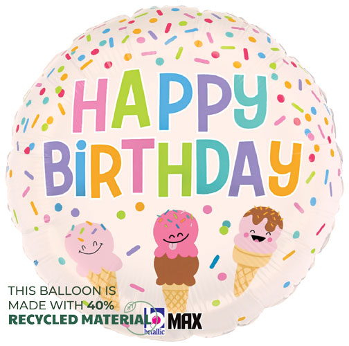 Happy Birthday Ice Cream Cones Foil Balloons