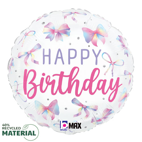 Multicolor Bow Birthday Foil Balloons