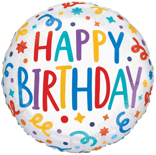 Playful Streamers Birthday Foil Balloons