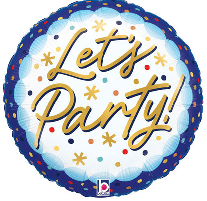 Birthday Let's Party Confetti Foil Balloons