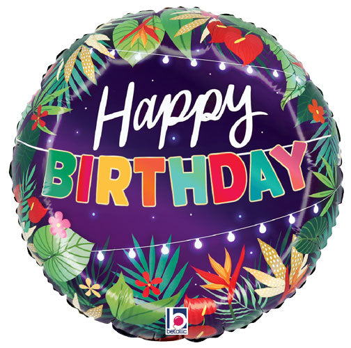 Tropical Birthday Lights Foil Balloons