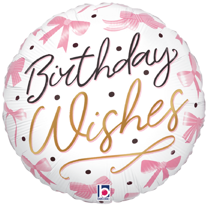 Pink Bow Birthday Wishes Foil Balloons