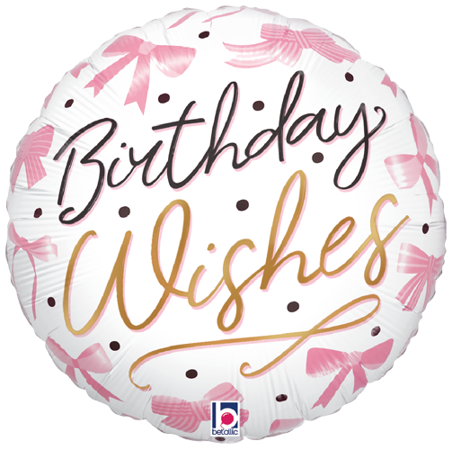 Pink Bow Birthday Wishes Foil Balloons