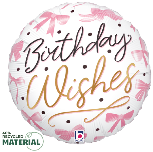 Pink Bow Birthday Wishes Foil Balloons